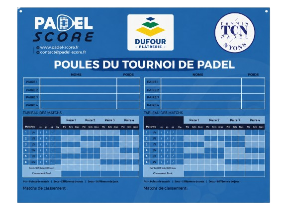Tableau Tournoi Arbitrage Premium